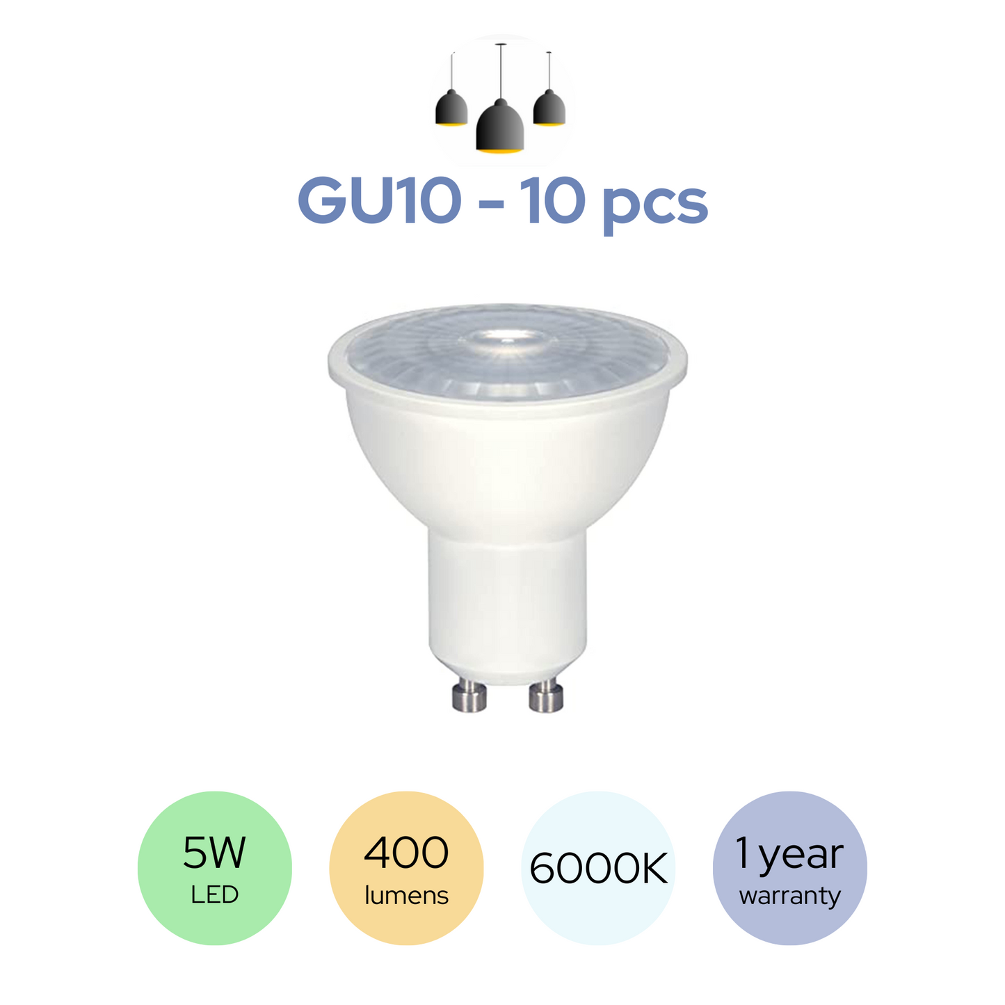 GU10 5W LED | 6000K Daylight | 10 Pieces