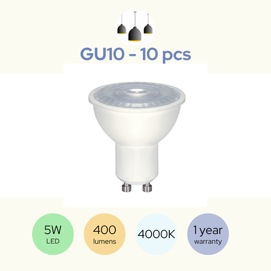 GU10 5W LED | 4000K Cool-white | 10 Pieces