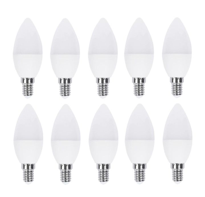 5W Led Candle Bulbs Pack of 10 Cool White E14