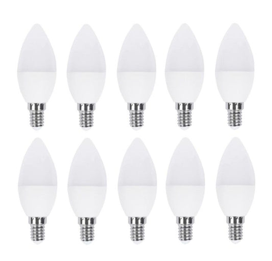 5W Led Candle Bulbs Pack of 10 Cool White E14